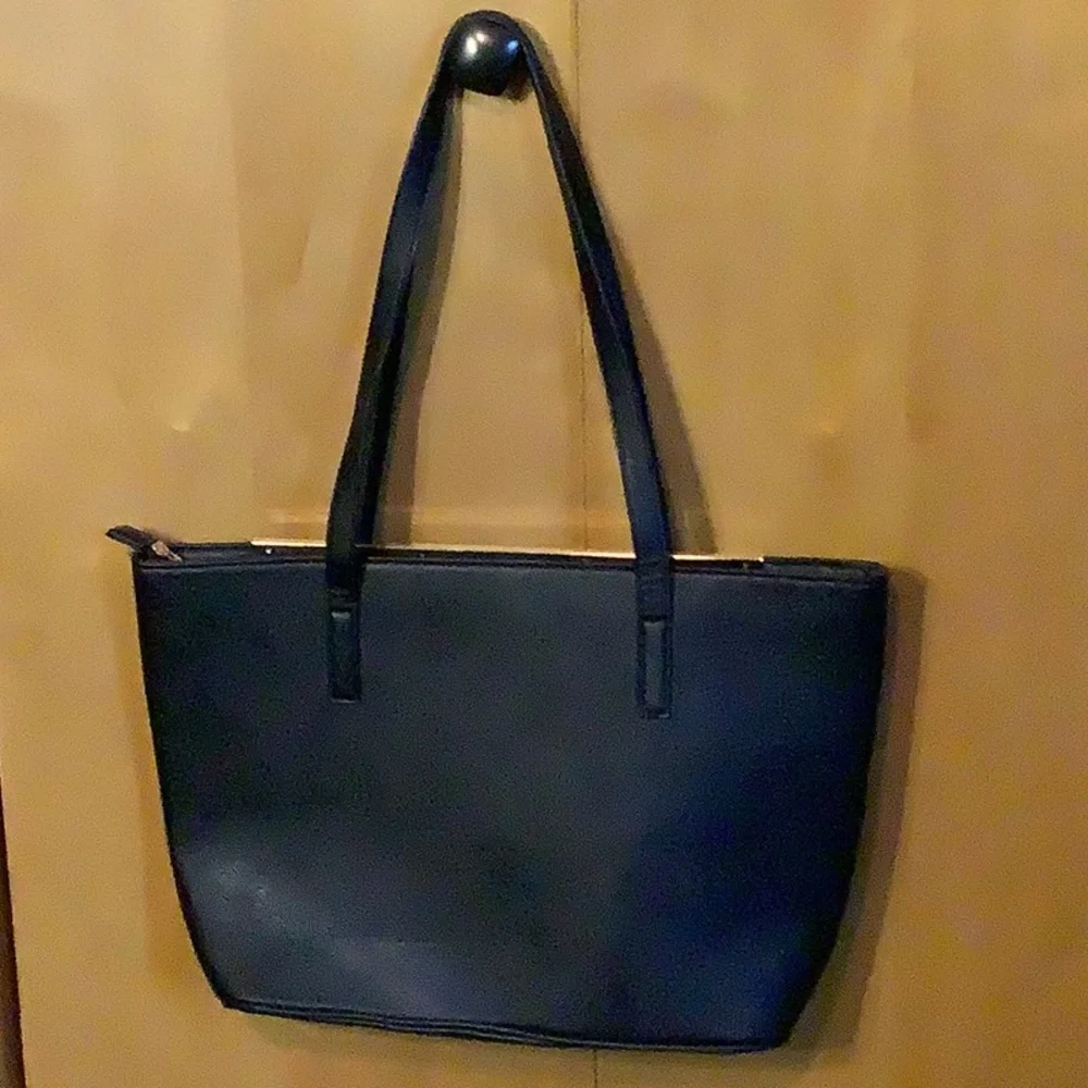 Rampage black vegan leather tote, EUC